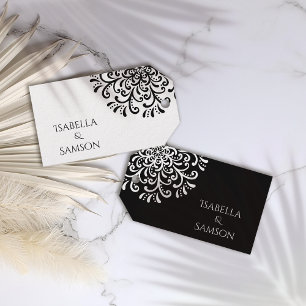 Étiquettes-cadeau Mariage Whimsical noir et blanc