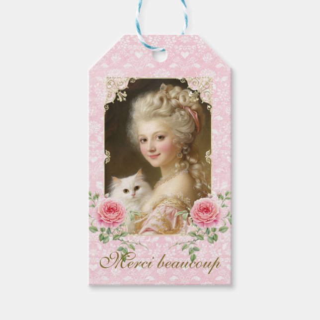 Étiquettes-cadeau Marie Antoinette,French,Paris,cat,portrait, (Devant)