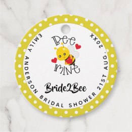 Étiquettes Cadeau Mariée 2 Abeille Mienne Jaune Points Bridal Shower