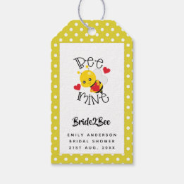 Étiquettes-cadeau Mariée 2 Abeille Mienne Points Jaunes Polka Tulle