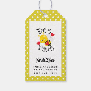 Étiquettes-cadeau Mariée 2 Abeille Mienne Points Jaunes Polka Tulle