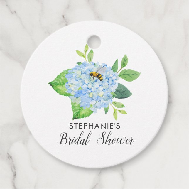 Étiquettes Cadeau Mariée à Devenir Mariage Blue Hydrangea  (Devant)