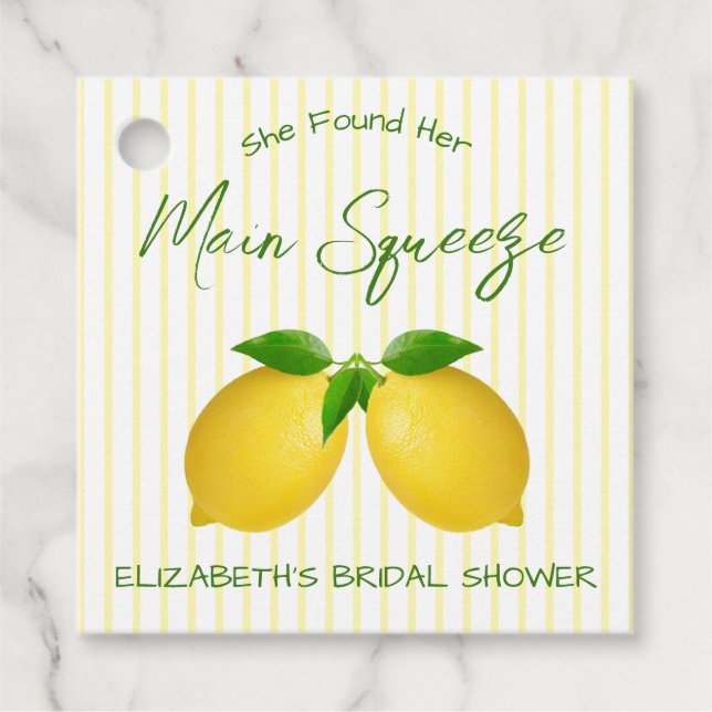 Étiquettes Cadeau Mariée au citron Main Squeeze (Devant)