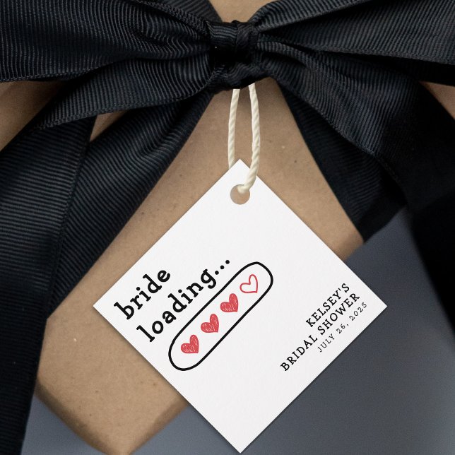 Étiquettes Cadeau Mariée chargeant les coeurs Enterrement de vie de  (Bride Loading Hearts Bridal Shower Favor Tags
)