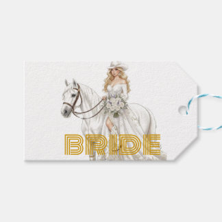 Étiquettes-cadeau mariée cowgirl