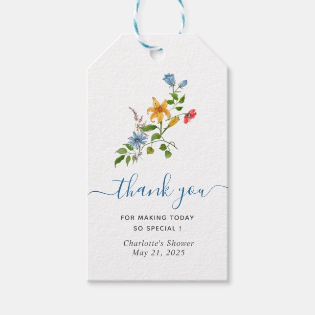 Étiquettes-cadeau Mariée en fleurs Floral Bridal douche merci (Devant)
