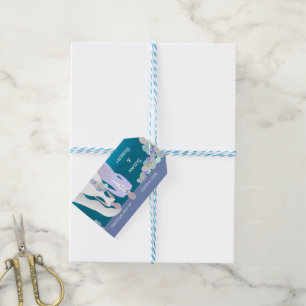 Étiquettes Cadeau Mariée Et Marié Avec Fleurs