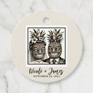 Étiquettes Cadeau Mariée & Groom Aloha Pineapple Tiki Mariage