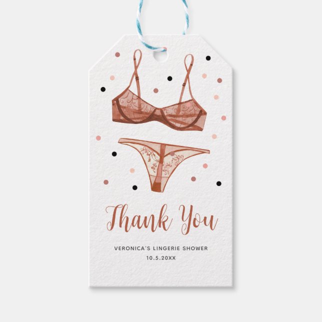 Étiquettes-cadeau Mariée Lingerie Blush (Devant)