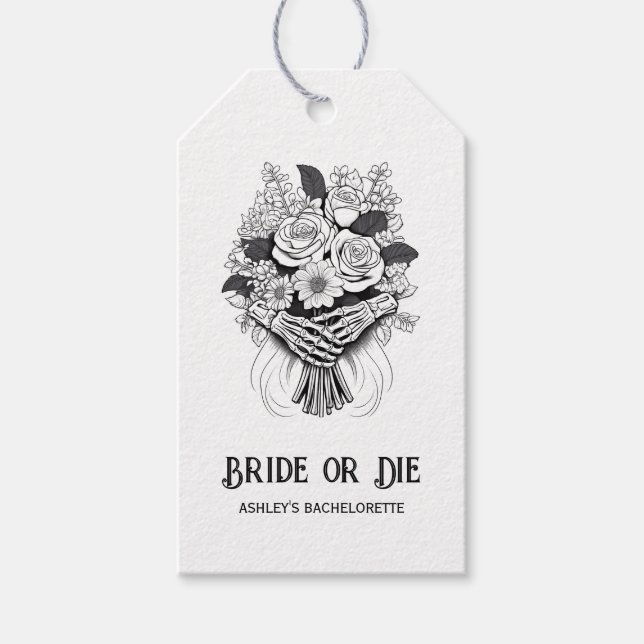 Étiquettes-cadeau Mariée ou mort Halloween Bachelorette Party (Devant)
