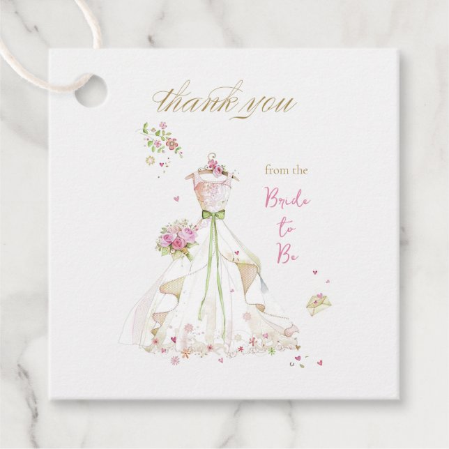 Étiquettes Cadeau Mariée Rouge Mariée à Venir en Fleurs (Devant)