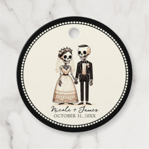 Étiquettes Cadeau Mariée squelette de dessin animé + Mariage fantais