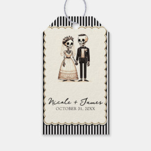 Étiquettes-cadeau Mariée squelette de dessin animé + Marié Mariage f