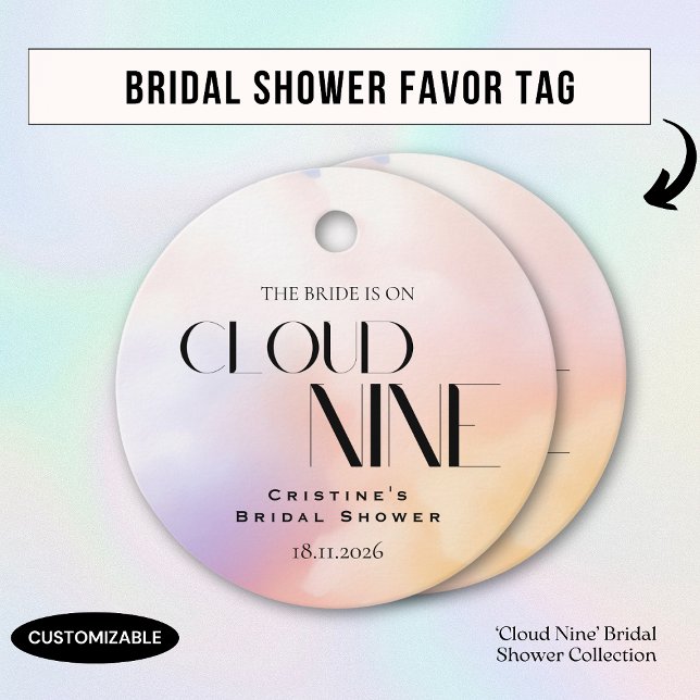 Étiquettes Cadeau Mariée sur un nuage 9 Fête de douche de mariage co (Créateur téléchargé)
