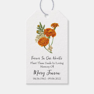 Étiquettes-cadeau Marigold Seed Packet Memorial Funeral Tags cadeaux