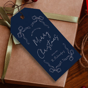 Étiquettes-cadeau Marine Bleu Bow Whimsical cadeau de Noël unique