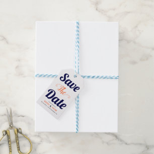 Étiquettes-cadeau Marine bleu, typographie corallienne Enregistrer l