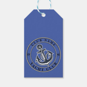 Étiquettes-cadeau Marine bleue Ancre nautique club nautique