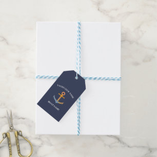 Étiquettes-cadeau Marine bleue Ancre nautique club nautique