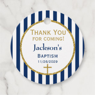 Étiquettes Cadeau Marine Blue Gold Boys Baptism Merci Favoriser Tags