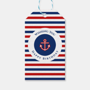 Étiquettes-cadeau Marine marine Bleu Rouge Bleu Blancs