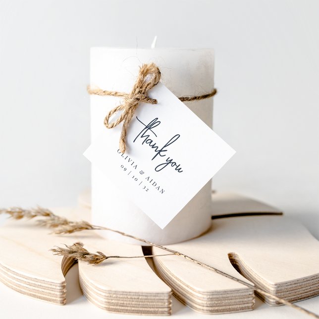 Étiquettes Cadeau Marine | Moderne écriture manuscrite Mariage Merci (Créateur téléchargé)