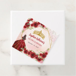 Étiquettes Cadeau Maroon Bourgogne Parties scintillant d'or Floral P