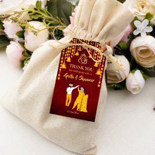 Étiquettes-cadeau Maroon mariage indien Haldi Mehndi Sangeet jaune