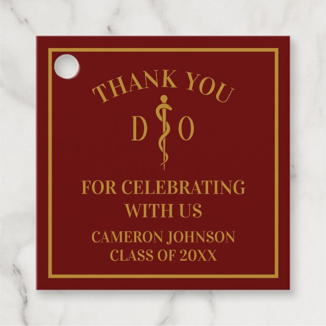 Étiquettes Cadeau Maroon Osteopathic Médicale School Graduation Part (Devant)