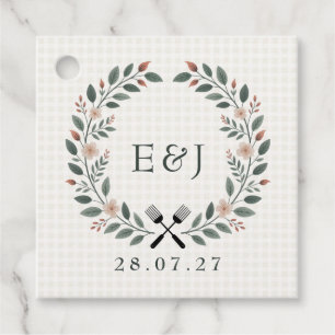 Étiquettes Cadeau Marque de monogramme rustique I Do BBQ