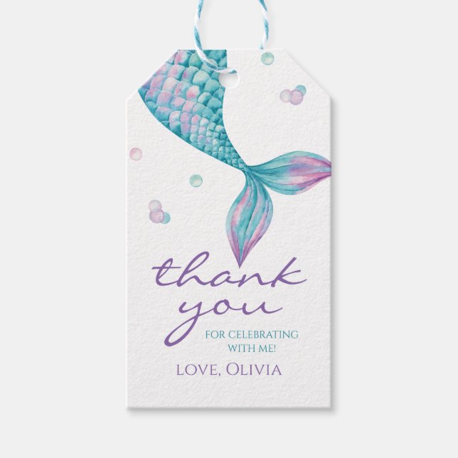 Étiquettes-cadeau Marque de sirène sous la mer en faveur Anniversair (Devant)