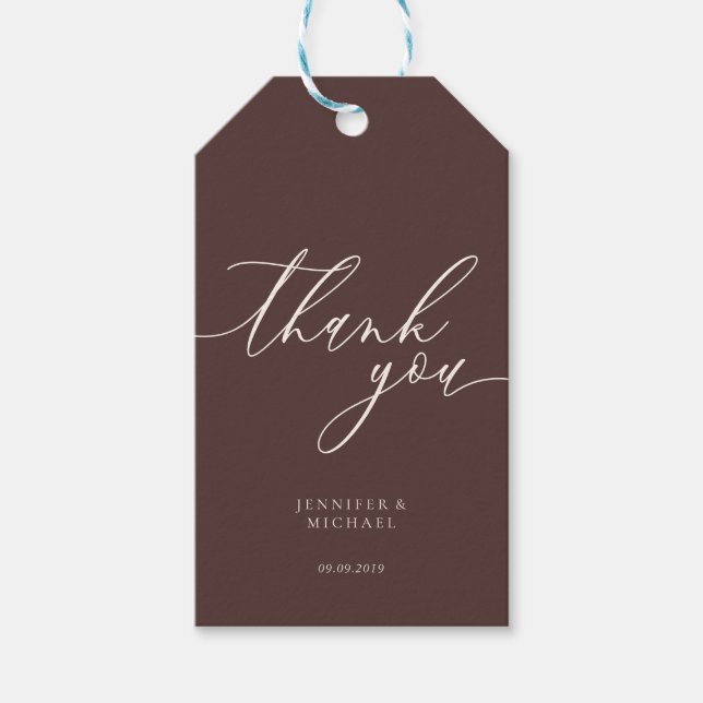 Étiquettes-cadeau Marron Chocolat Merci Simple (Devant)
