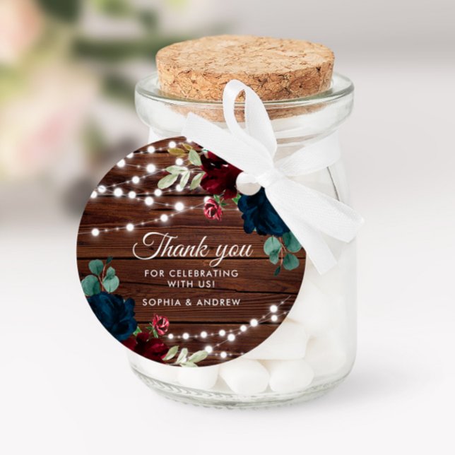 Étiquettes Cadeau Marsala & Marine Rustic Mariage (Créateur téléchargé)