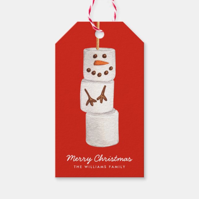Étiquettes-cadeau Marshmallow Snowman (Devant)