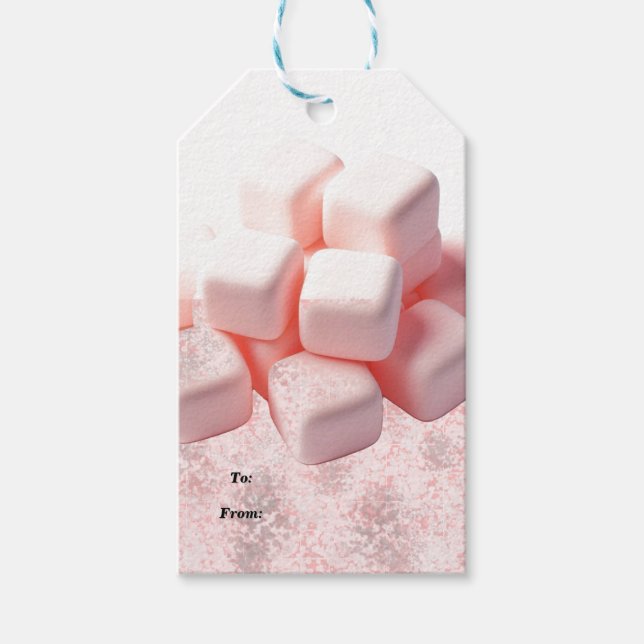 Étiquettes-cadeau Marshmallows roses (Devant)