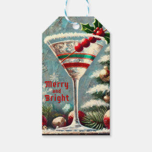 Étiquettes-cadeau Martini de Noël Retro les années 50 Cranberry
