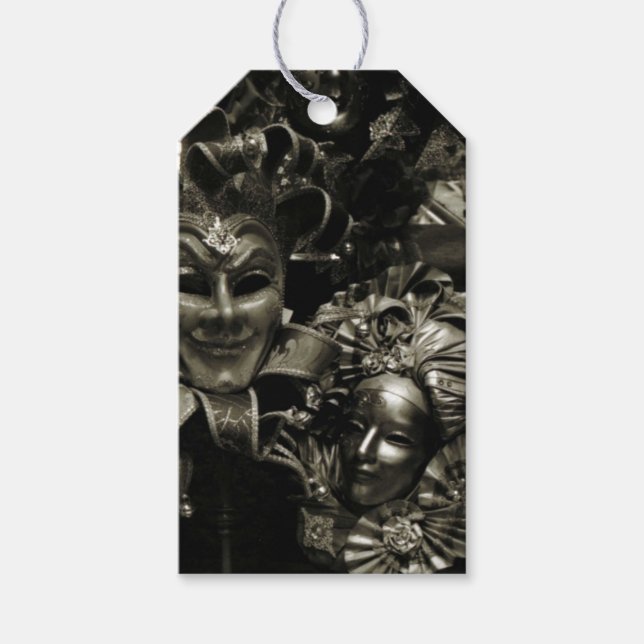 Étiquettes-cadeau Mascarade foncée (Devant)