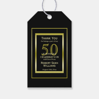 Étiquettes-cadeau Masculine Double Gold Frame 50e anniversaire