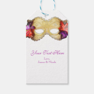 Étiquettes-cadeau Masque de bal masqué floral tropical élégant