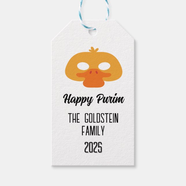 Étiquettes-cadeau Masque de canard Purim mascarade costume (Devant)