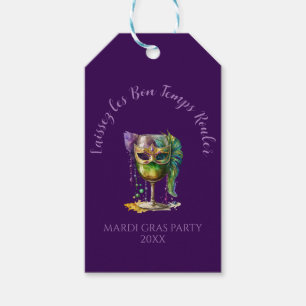 Étiquettes-cadeau Masque de Mardi Gras violet