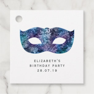 Étiquettes Cadeau Masque de masquerade vintage et damas