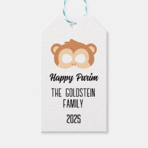 Étiquettes-cadeau Masque de singe Purim mascarade costume
