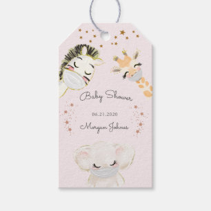 Étiquettes-cadeau masque de visage animal baby shower monogramme éti