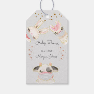 Étiquettes-cadeau masque facial d'animal mignon shower de bébé monog