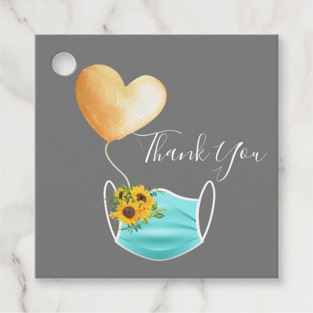 Étiquettes Cadeau Masque Visage Covid & Merci Fleurs (Devant)