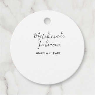 Étiquettes Cadeau Match made in heaven name couple wedding simple