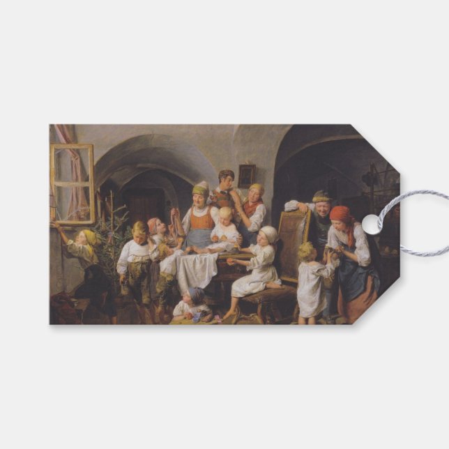 Étiquettes-cadeau Matin de Noël (par Ferdinand Georg Waldmüller) (Devant (Horizontal))