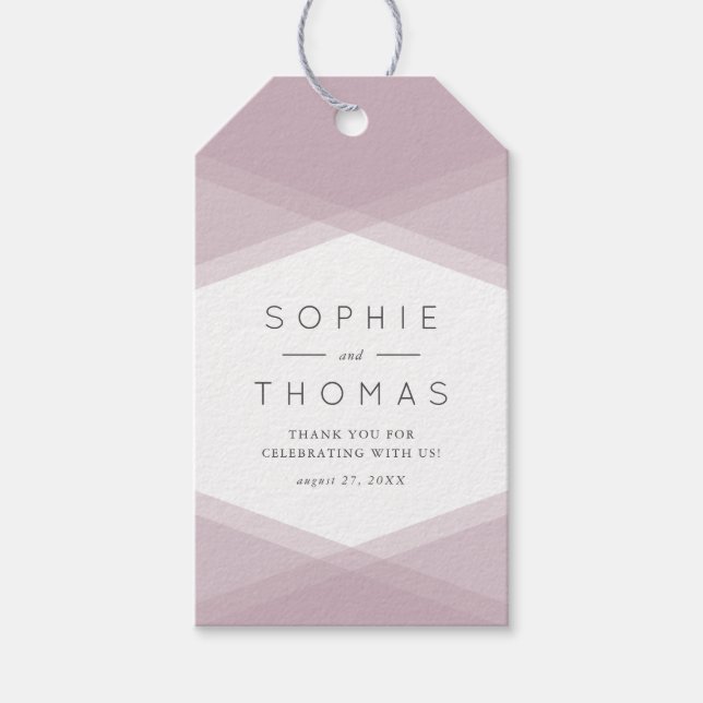 Étiquettes-cadeau Mauve couche géométrique et Mariage violet foncé (Devant)