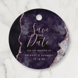 Étiquettes Cadeau Mauve Purple Rose Gold Agate Marbre Enregistrer la